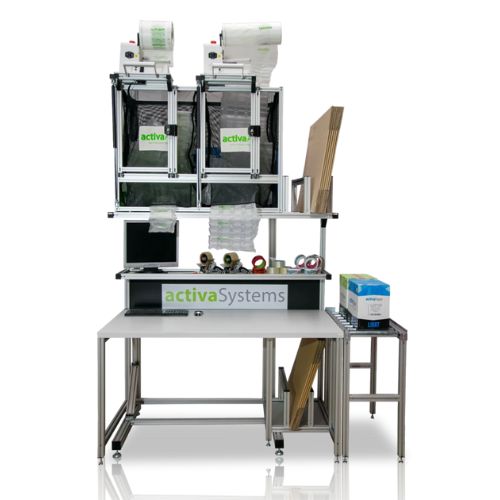 Inpakstation van Activa voor luchtkussenmachines en opvulmachines papier.